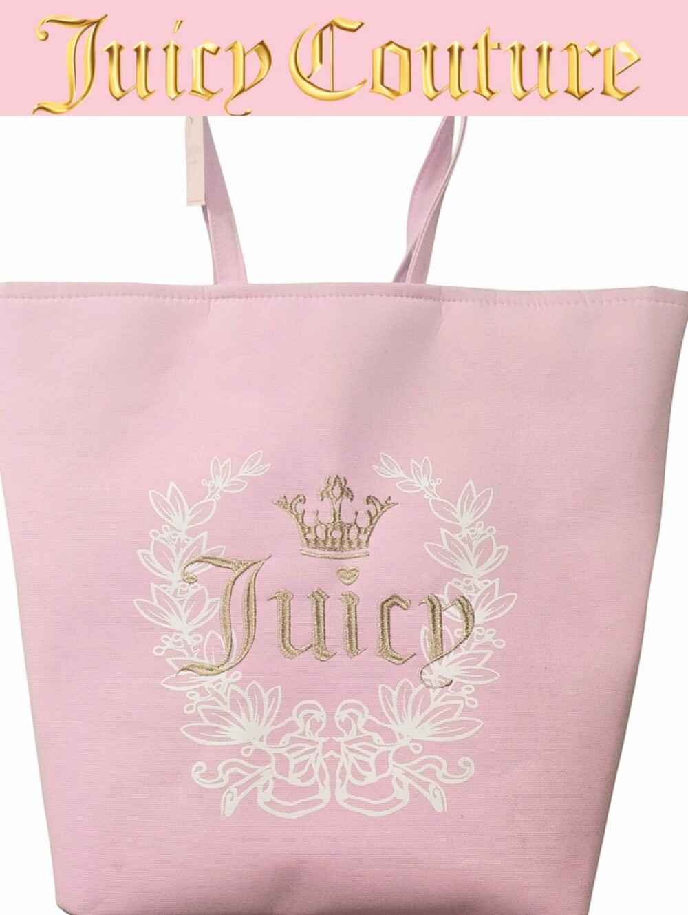 Juicy Couture Home Gold Foil Crown Crest Logo Decorative Laundry Tote
